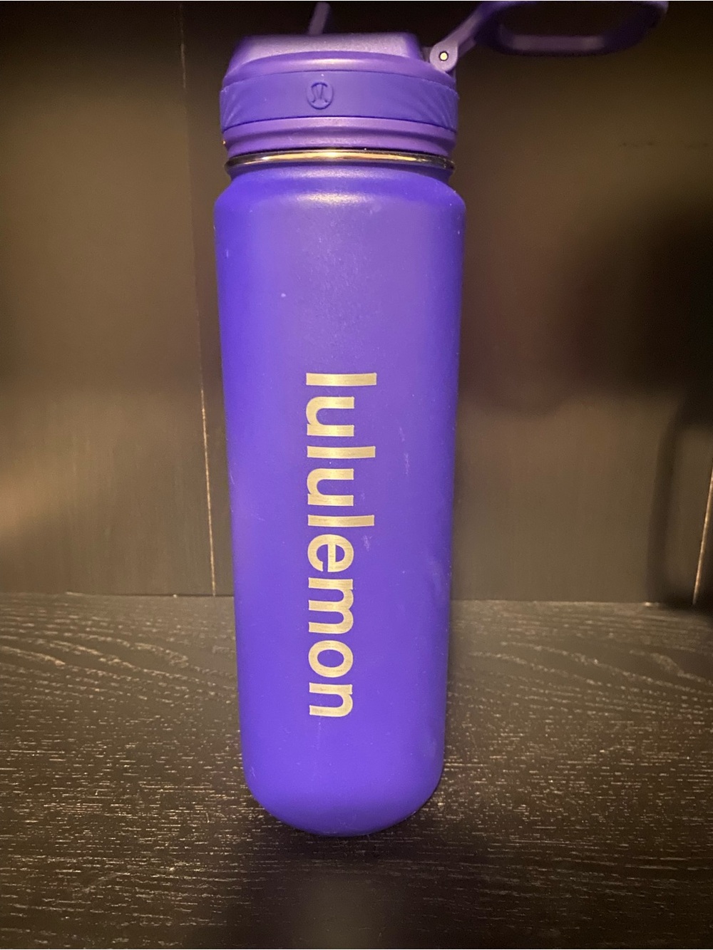 lululemon purple insulated bottle with logo